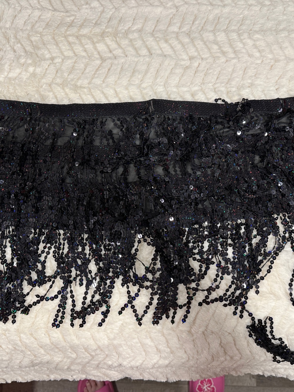 Black Sequin Fringe Bandeau Bralette